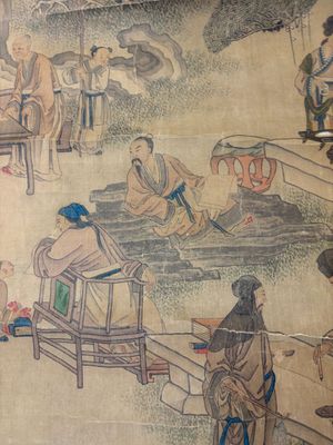 In the manner of Qian Gong 錢貢 (16/17th C.): 'Gathering of sages', ink and colour on silk, 19th C. — 照片 16