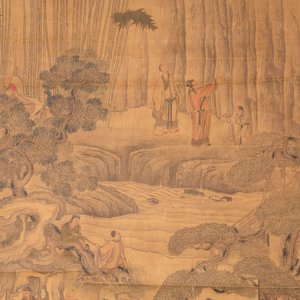 In the manner of Qian Gong 錢貢 (16/17th C.): 'Gathering of sages', ink and colour on silk, 19th C. — 照片 3