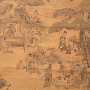In the manner of Qian Gong 錢貢 (16/17th C.): 'Gathering of sages', ink and colour on silk, 19th C. — 照片 4
