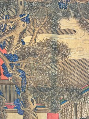 In the manner of Qiu Ying 仇英 (1494-1552): 'Festival in Chinese Garden', ink and colour on silk, 17/18th C. — photo 15