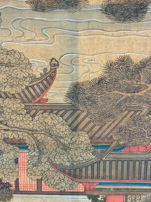 In the manner of Qiu Ying 仇英 (1494-1552): 'Festival in Chinese Garden', ink and colour on silk, 17/18th C. — photo 16