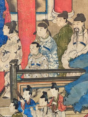 In the manner of Qiu Ying 仇英 (1494-1552): 'Festival in Chinese Garden', ink and colour on silk, 17/18th C. — photo 25