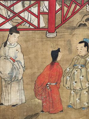 In the manner of Qiu Ying 仇英 (1494-1552): 'Festival in Chinese Garden', ink and colour on silk, 17/18th C. — photo 27