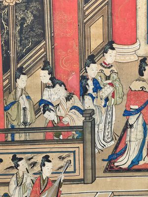 In the manner of Qiu Ying 仇英 (1494-1552): 'Festival in Chinese Garden', ink and colour on silk, 17/18th C. — photo 33