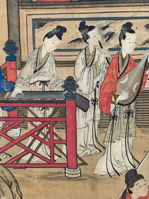 In the manner of Qiu Ying 仇英 (1494-1552): 'Festival in Chinese Garden', ink and colour on silk, 17/18th C. — photo 34