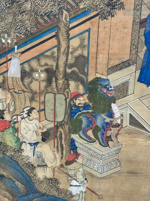 In the manner of Qiu Ying 仇英 (1494-1552): 'Festival in Chinese Garden', ink and colour on silk, 17/18th C. — photo 7