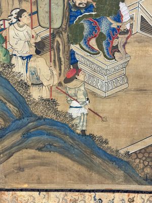 In the manner of Qiu Ying 仇英 (1494-1552): 'Festival in Chinese Garden', ink and colour on silk, 17/18th C. — photo 8