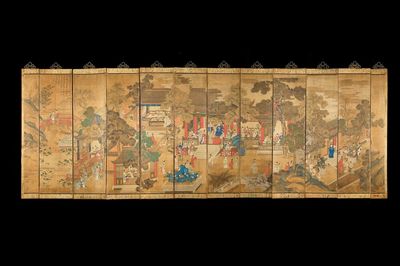 In the manner of Qiu Ying 仇英 (1494-1552): 'Festival in Chinese Garden', ink and colour on silk, 17/18th C.