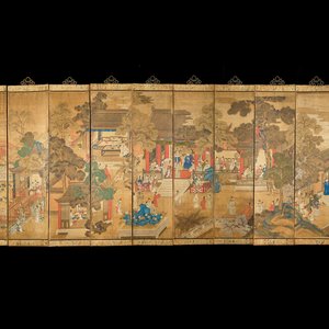 In the manner of Qiu Ying 仇英 (1494-1552): 'Festival in Chinese Garden', ink and colour on silk, 17/18th C. — photo 1