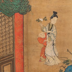 In the manner of Qiu Ying 仇英 (1494-1552): 'Festival in Chinese Garden', ink and colour on silk, 17/18th C. — photo 25
