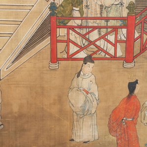 In the manner of Qiu Ying 仇英 (1494-1552): 'Festival in Chinese Garden', ink and colour on silk, 17/18th C. — photo 29