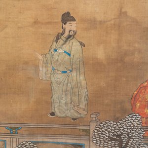 In the manner of Qiu Ying 仇英 (1494-1552): 'Festival in Chinese Garden', ink and colour on silk, 17/18th C. — photo 30