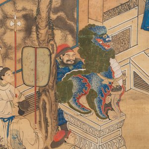 In the manner of Qiu Ying 仇英 (1494-1552): 'Festival in Chinese Garden', ink and colour on silk, 17/18th C. — photo 36