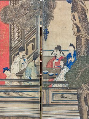 In the manner of Qiu Ying 仇英 (1494-1552): 'Festival in Chinese Garden', ink and colour on silk, 17/18th C. — photo 12