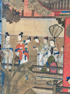 In the manner of Qiu Ying 仇英 (1494-1552): 'Festival in Chinese Garden', ink and colour on silk, 17/18th C. — photo 13