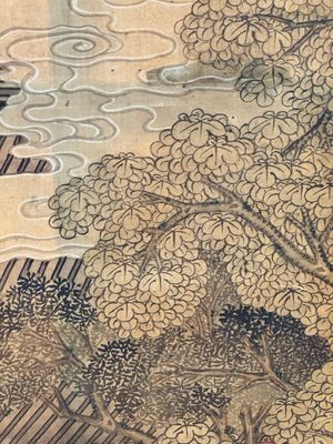 In the manner of Qiu Ying 仇英 (1494-1552): 'Festival in Chinese Garden', ink and colour on silk, 17/18th C. — photo 23