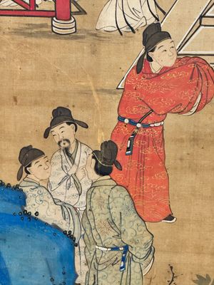In the manner of Qiu Ying 仇英 (1494-1552): 'Festival in Chinese Garden', ink and colour on silk, 17/18th C. — photo 35