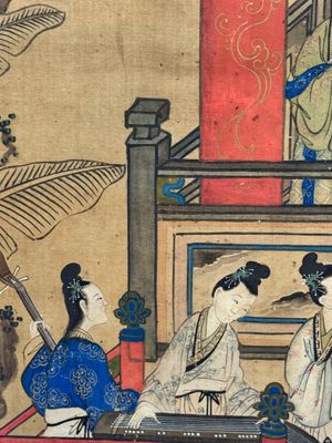 In the manner of Qiu Ying 仇英 (1494-1552): 'Festival in Chinese Garden', ink and colour on silk, 17/18th C. — photo 37