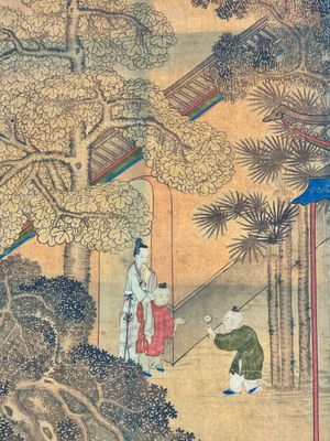 In the manner of Qiu Ying 仇英 (1494-1552): 'Festival in Chinese Garden', ink and colour on silk, 17/18th C. — photo 49