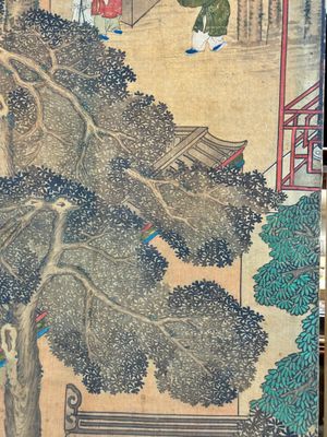 In the manner of Qiu Ying 仇英 (1494-1552): 'Festival in Chinese Garden', ink and colour on silk, 17/18th C. — photo 50