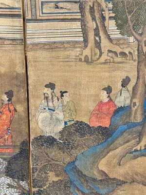 In the manner of Qiu Ying 仇英 (1494-1552): 'Festival in Chinese Garden', ink and colour on silk, 17/18th C. — photo 10