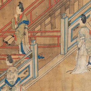 In the manner of Qiu Ying 仇英 (1494-1552): 'Festival in Chinese Garden', ink and colour on silk, 17/18th C. — photo 11