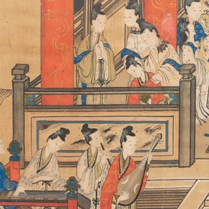 In the manner of Qiu Ying 仇英 (1494-1552): 'Festival in Chinese Garden', ink and colour on silk, 17/18th C. — photo 23
