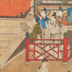 In the manner of Qiu Ying 仇英 (1494-1552): 'Festival in Chinese Garden', ink and colour on silk, 17/18th C. — photo 28
