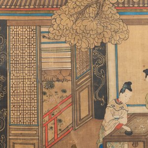 In the manner of Qiu Ying 仇英 (1494-1552): 'Festival in Chinese Garden', ink and colour on silk, 17/18th C. — photo 8