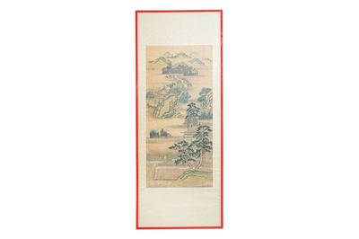 In the manner of Qiu Ying 仇英 (1494-1552): 'Mountainous landscape', ink and colour on silk, 19/20th C.