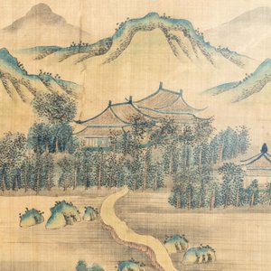 In the manner of Qiu Ying 仇英 (1494-1552): 'Mountainous landscape', ink and colour on silk, 19/20th C. — 照片 2