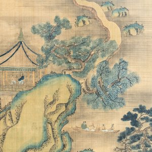 In the manner of Qiu Ying 仇英 (1494-1552): 'Mountainous landscape', ink and colour on silk, 19/20th C. — 照片 3