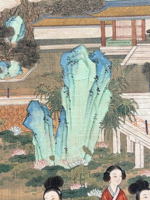 In the manner of Qiu Ying 仇英 (1494-1552): 'Mountainous Landscape', ink and colour on silk, 19/20th C. — photo 16