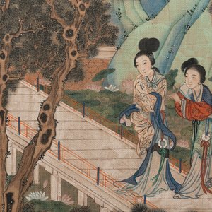In the manner of Qiu Ying 仇英 (1494-1552): 'Mountainous Landscape', ink and colour on silk, 19/20th C. — photo 4