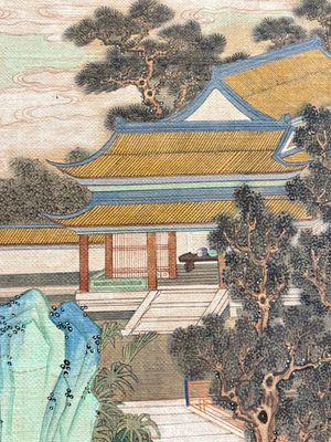 In the manner of Qiu Ying 仇英 (1494-1552): 'Mountainous landscape', ink and colour on silk, 19/20th C. — photo 15