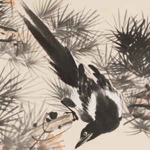 In the manner of Wang Xuetao 王雪濤 (1903-1982): 'Magpies and a pine tree', ink and colour on paper — photo 3