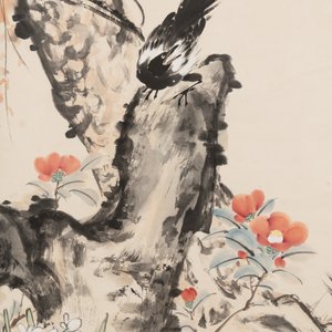 In the manner of Wang Xuetao 王雪濤 (1903-1982): 'Magpies and a pine tree', ink and colour on paper — photo 4
