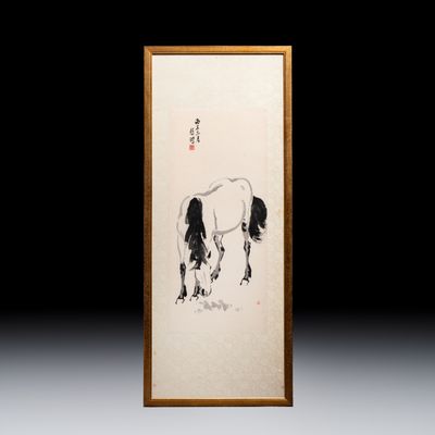 In the manner of Xu Beihong 徐悲鴻 (1895-1953): 'Horse', ink on paper, dated 1936