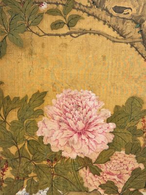 In the manner of Yun Shouping 惲壽平 (1633-1690): 'Pheasant and Peonies', ink and colour on silk — photo 13