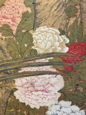 In the manner of Yun Shouping 惲壽平 (1633-1690): 'Pheasant and Peonies', ink and colour on silk — photo 19