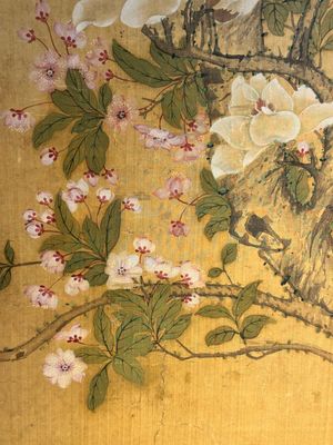 In the manner of Yun Shouping 惲壽平 (1633-1690): 'Pheasant and Peonies', ink and colour on silk — photo 9