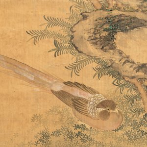 In the manner of Yun Shouping 惲壽平 (1633-1690):'Pheasant and peonies', ink and colour on silk — 照片 8