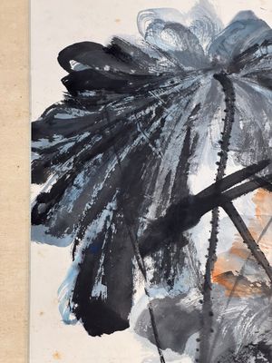 In the manner of Zhang Daqian 張大千 (1898-1983): 'Lotus', ink and colour on paper — photo 12