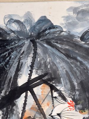 In the manner of Zhang Daqian 張大千 (1898-1983): 'Lotus', ink and colour on paper — photo 13