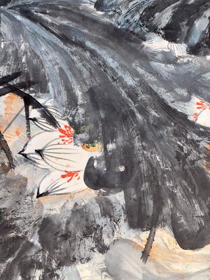 In the manner of Zhang Daqian 張大千 (1898-1983): 'Lotus', ink and colour on paper — photo 14