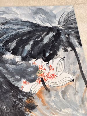 In the manner of Zhang Daqian 張大千 (1898-1983): 'Lotus', ink and colour on paper — photo 15