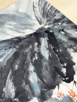 In the manner of Zhang Daqian 張大千 (1898-1983): 'Lotus', ink and colour on paper — photo 25
