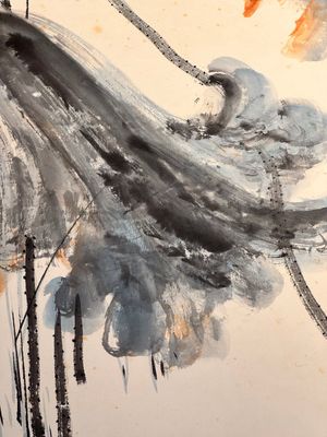 In the manner of Zhang Daqian 張大千 (1898-1983): 'Lotus', ink and colour on paper — photo 5