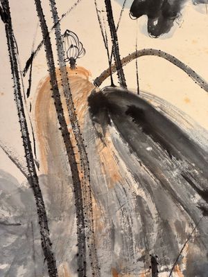 In the manner of Zhang Daqian 張大千 (1898-1983): 'Lotus', ink and colour on paper — photo 6