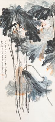 In the manner of Zhang Daqian 張大千 (1898-1983): 'Lotus', ink and colour on paper
